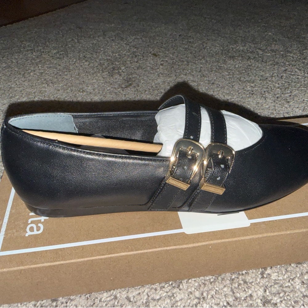 Dolce Vita Black Leather Double-Buckle Loafers - Picture 3 of 4